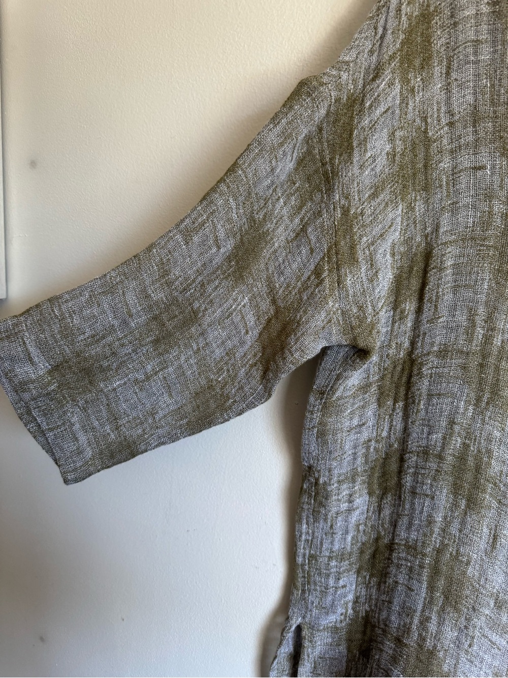 Chalet Et Ceci Gray Checked Light Jacket Lagenlook Linen Cover Up  Size Small - Picture 4 of 12